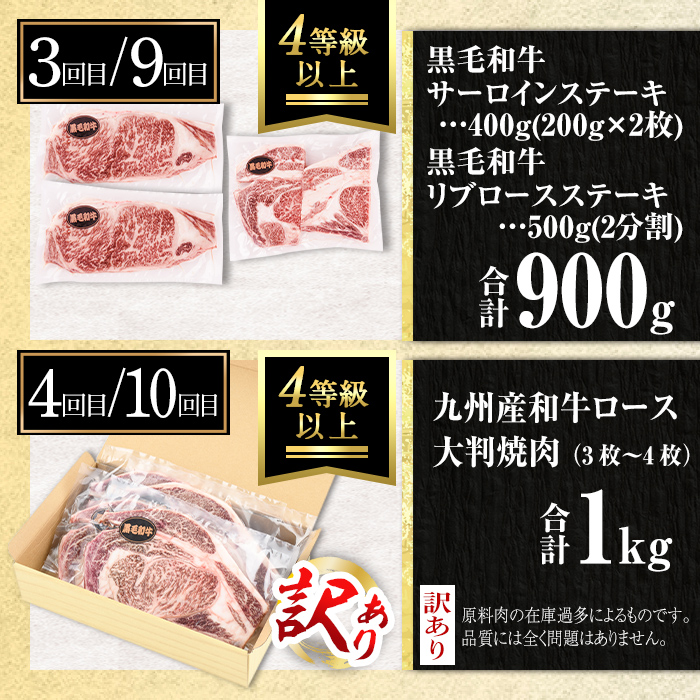 isa585 【定期便12回】満足贅沢 牛肉定期便(合計9.3kg超) 肉 牛肉 霜降り すきやき しゃぶしゃぶ 牛しゃぶ サーロイン リブロース ステーキ 冷凍 ロース カタロース 肩ロース BBQ