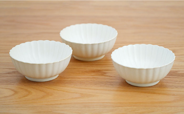 【波佐見焼】花しのぎ 小鉢 （白） 3点セット【団陶器】 [PB104]