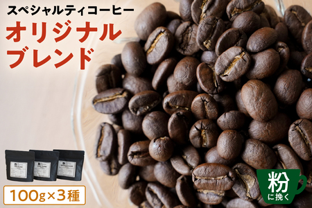 [粉に挽く]スペシャルティコーヒー オリジナルブレンド 100g×3種 【kt054-003-2】 ｺｰﾋｰ