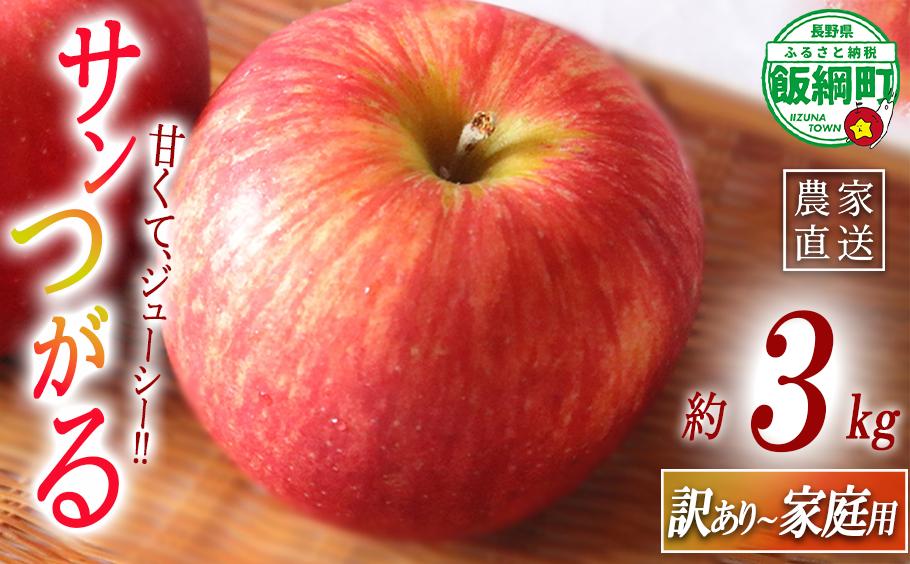 りんご サンつがる 訳あり ～ 家庭用 3kg マルハ農園 沖縄県への配送不可 2026年9月上旬頃から2026年9月中旬頃まで順次発送予定 令和8年度収穫分 エコファーマー認定 信州 果物 フルーツ リンゴ 林檎 長野 予約 農家直送 長野県 飯綱町 [1929]