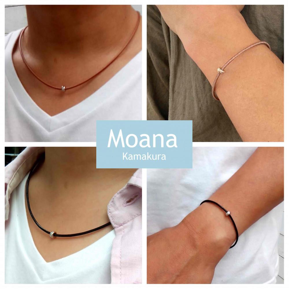 【レディース】シルバー＆牛革ブレスレット  Natural Brown