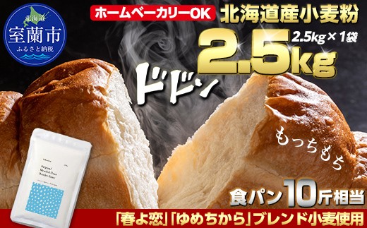 
                  北海道産 小麦粉 「春よ恋」「ゆめちから」ブレンド小麦粉 パウダースノー（パン用強力粉）2.5kg 【 ふるさと納税 人気 おすすめ ランキング 小麦 小麦粉 粉 春よ恋 ゆめちから ブレンド パウダースノー パン用 強力粉 穀物 国産 北海道産 こむぎ こむぎこ  ギフト 贈答 プレゼント 贈り物 北海道 室蘭市 送料無料 】 MROBI009
                