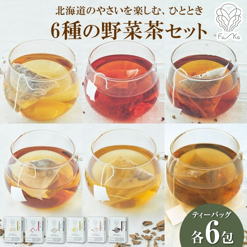 【ふるさと納税】 野菜茶 6種 セット 各6包 計36包 北海道産 きくいも茶 びーつ茶 ごぼう茶 とうきび茶 しょうが茶 まいたけ茶 ティーバッグ 無添加 ノンカロリー ノンカフェイン 紅茶 健康茶 お茶 個包装 小分け ギフト ふうか Fu-ka ノースフリート 北海道 札幌市