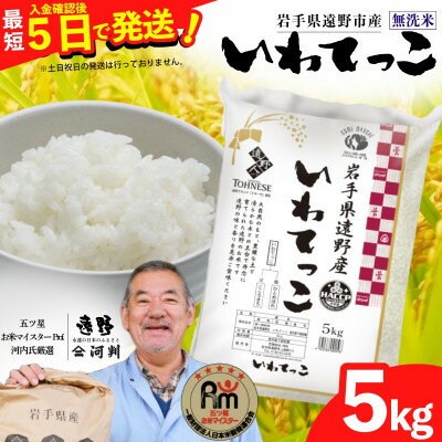 【ふるさと納税】【令和7年産】いわてっこ(無洗米) (精米)岩手県遠野市産 5kg 河判【1714128】