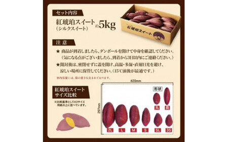 【大きめ（M-2L）】 紅琥珀スイート （シルクスイート） 約5kg箱 さつまいも 芋 サツマイモ いも イモ しるくすいーと 熊本県 西原村 【2026年2月下旬まで発送予定】