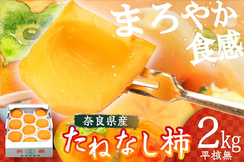 【ふるさと納税】たねなし柿 約2kg 平核無柿（ひらたねなしがき） / 種無し柿 種なし柿 柿 かき カキ フルーツ 果物 くだもの 秋の味覚 旬 少人数 食べきりサイズ デザート おやつ 季節の果物 秋の果物 食後にも 奈良県 御所市 奈良県農業協同組合