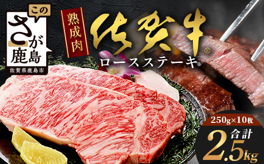 V-7  【熟成肉『ステーキ満喫』コース】佐賀牛 ロースステーキ２５０ｇ×１０枚