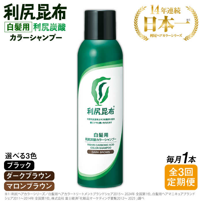 【ふるさと納税】【全3回定期便】【白髪用】利尻炭酸カラーシャンプー ムラなく染まる 濃密泡 白髪染め 無添加 植物由来 カラーリング ヘアカラー シャンプー 低刺激 炭酸 敏感肌 ノンシリコン 補修 臭わない ヘア ケア 潤い成分 全体染め