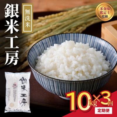 ふるさと納税 田村市 【毎月定期便】無洗米 銀米工房 10kg 精米全3回