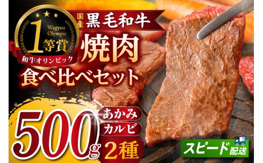 東浦町産黒毛和牛『下村牛』焼肉2種食べ比べセット（A）計500g（カルビ・あかみ各250g） 焼肉 黒毛和牛 和牛 セット お肉 肉 バーベキュー 高級 カルビ かるび 赤身 あかみ 下村牛 愛知県 東浦町