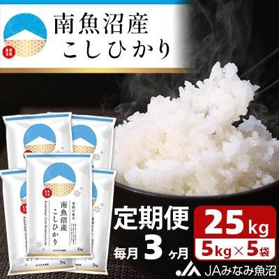 ふるさと納税 南魚沼市 【毎月定期便】南魚沼産こしひかり 精米 25kg(5kg×5袋) 全3回