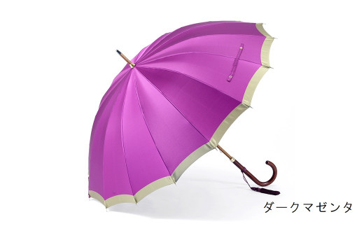 【前原光榮商店】婦人用雨傘 ボーダー-W-カーボン〈手元：楓〉名入れ可 (カラー：ダークマゼンタ)