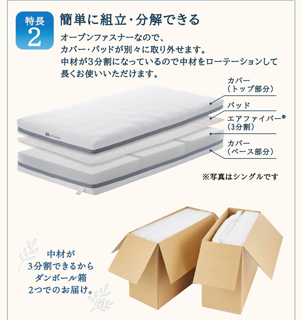 エアウィーヴ ベッドマットレス S02 セミダブル 寝具 ベッド サイズ セミダブル ダブル クイーン オールシーズン対応 ぐっすり ホテル 安眠 健康 高反発 腰 肩 熟睡 寝具 寝心地 新生活 洗