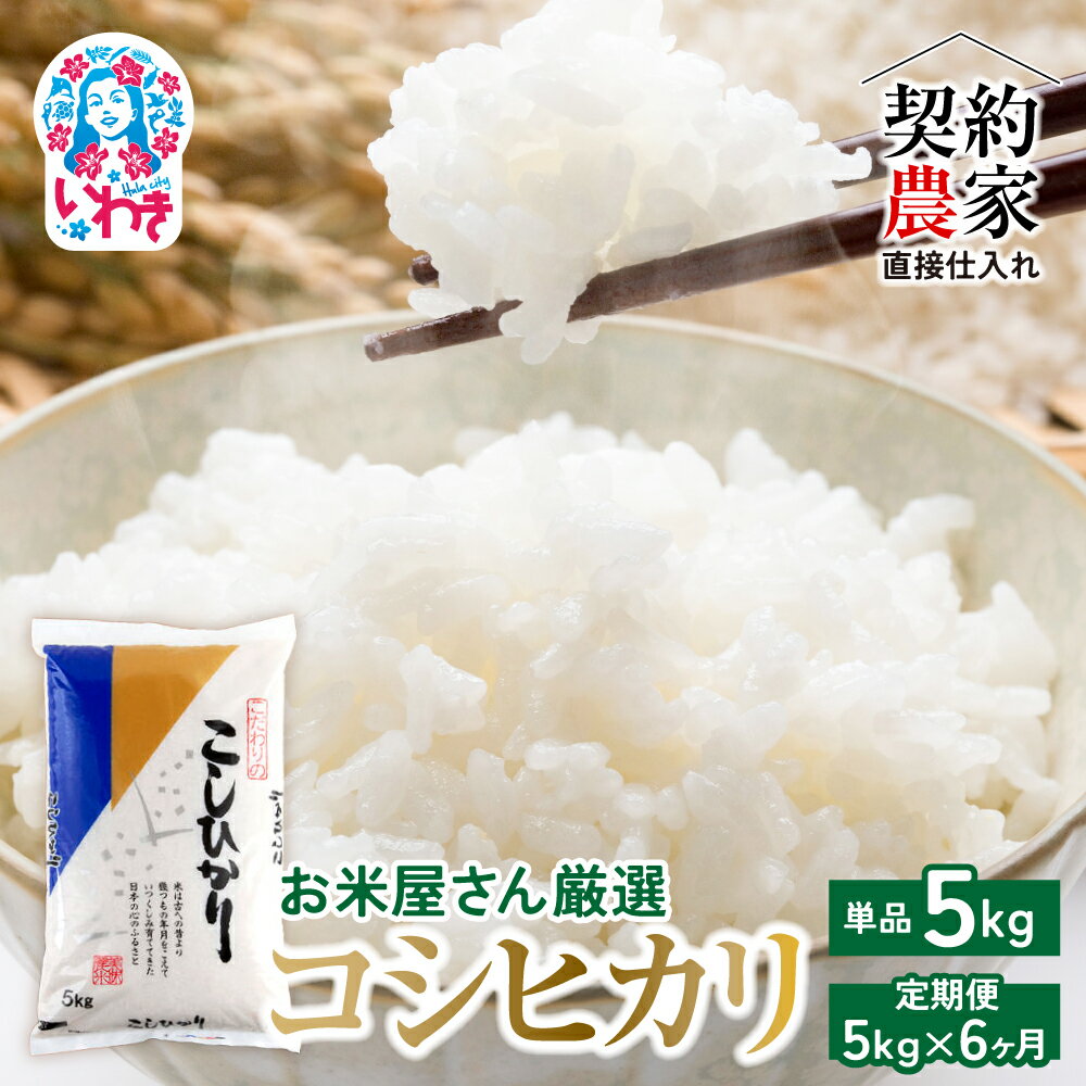 【ふるさと納税】【契約農家直接仕入れ米】福島県いわき市産「コシヒカリ」精米5kg 令和7年産 新米 選べる回数（単品/定期便6回）（おいしい炊き方ガイド付き） | 福島県産米 いわき市産米 東北 南東北 米どころ 米所 米処 白米 生米 こしひかり 令和7年産 新米 | BB033-oya