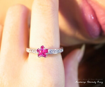 指輪 天然 ダイヤモンド 0.18ct ルビー 0.23ct フラワー SIクラス【pt950】r-31（KRP）O4-1411