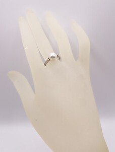 1983 Pt 　あこや本真珠8.0㎜up　ダイヤモンド0.04ct 　リング