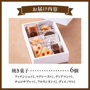 焼き菓子アソートメントミニサイズ(6個入り)　詰め合わせ フィナンシェ チョコフィナンシェ マドレーヌ ディアマン チョコサブレ 緑茶サブレ コーヒーサブレ ガレットブルトンヌ フロランタン ヴィエノ