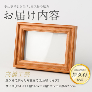屋久杉で創った 写真立て はがきサイズ 高橋工芸 IB074-011 工芸品 工芸品