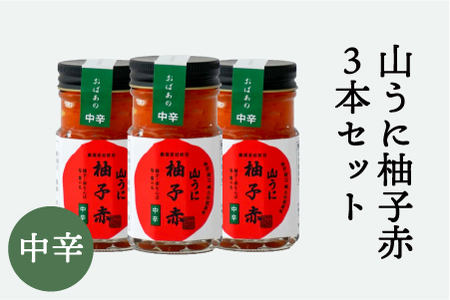 鯖江の伝統薬味「山うに」柚子赤３本セット 　中辛セット　珍味 ご飯のお供