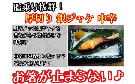  【中辛】【毎月8ヶ月 定期便】厚切り銀鮭 半身1枚 約10枚切【鮭 塩鮭 サケ 焼き魚 魚 おつまみ 惣菜 海鮮 珍味 お取り寄せ 御中元 お中元 お歳暮 父の日 母の日 贈り物 日本酒 焼酎】