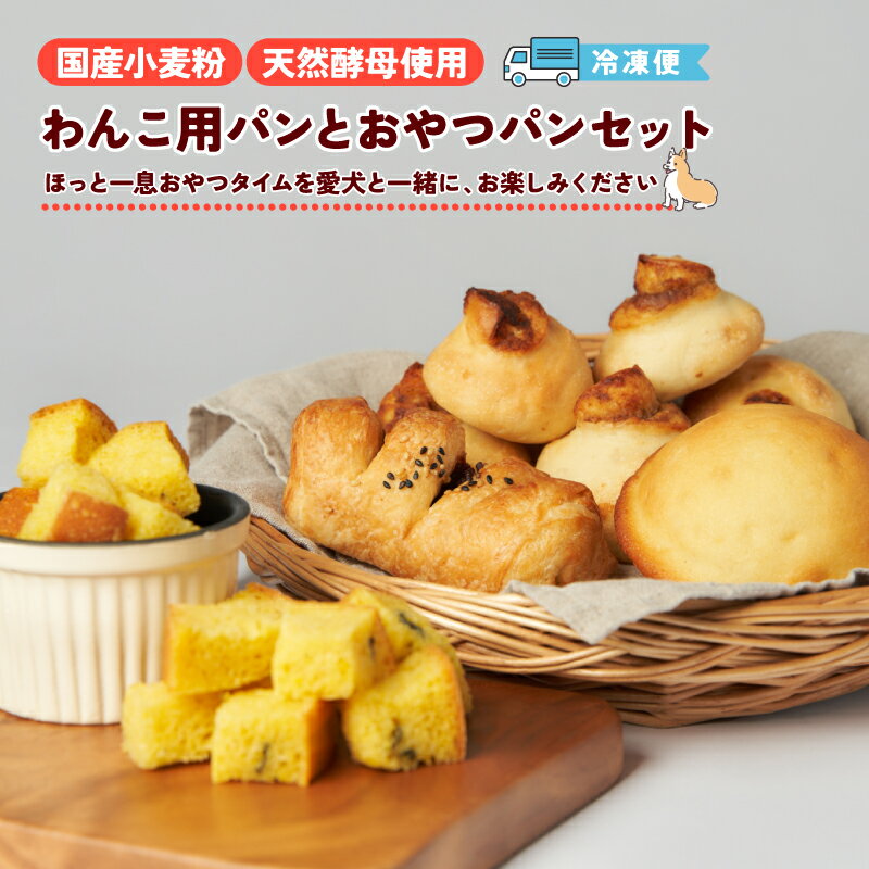 【ふるさと納税】【おやつに】わんこ用パン(犬用かぼちゃパン1袋9カット×2パック)＋おやつパンセット(きなこクリーム1袋・ぼうしちゃんパン1個・あんクロワッサン1個)　おやつ パン 菓子パン 天然酵母 国産小麦 犬用 かぼちゃ パン わんこ用 セット 滋賀県 湖南市