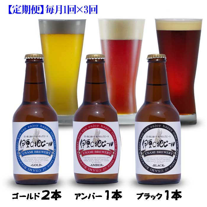 W03【ふるさと納税】【定期便 全3回】伊豆の地ビール 3種4本セット ゴールド×2本・アンバー×1本・ブラック×1本 毎月1回×3回