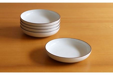 【白山陶器】【定番のシリーズ】白磁千段4.5深皿 5枚セット 食器 皿 【波佐見焼】[TA118] 波佐見焼