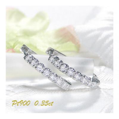 ふるさと納税 韮崎市 フープピアス プラチナ PT900 ダイヤモンド 0.35ct バネ 中折れ【f215-pt】 |  | 01