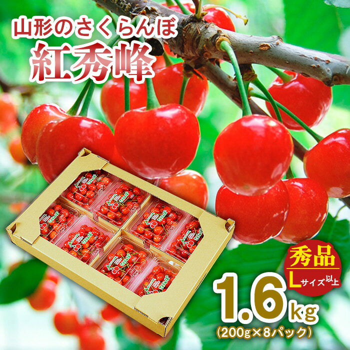 【ふるさと納税】山形のさくらんぼ 紅秀峰 1.6kg(200g×8パック) Lサイズ以上 【令和7年産先行予約】FS24-556 くだもの 果物 フルーツ 山形 山形県 山形市 お取り寄せ 2025年産