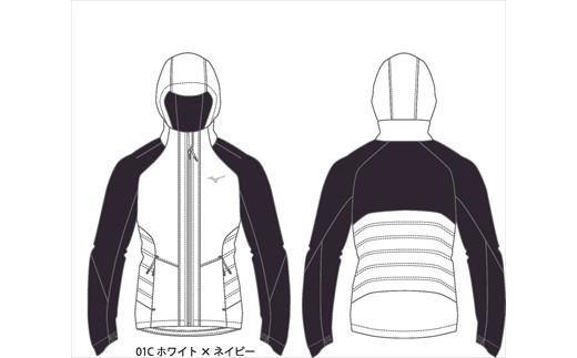 中綿ブレスサーモウォーマーシャツ：配送情報備考　01Ｃ　ホワイト×ネイビー
