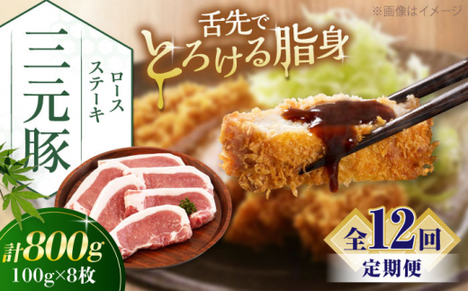 三元豚 ロースステーキ 8枚（100g/枚) 肉 豚肉 ロース ステーキ ステーキ用