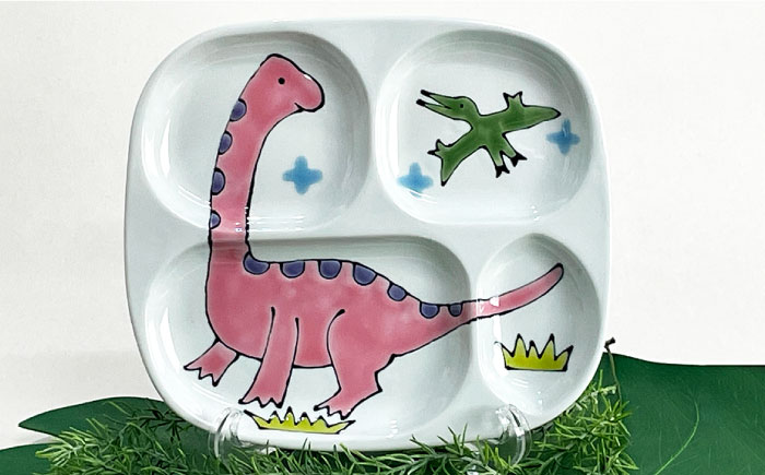 【波佐見焼】子ども食器 3点セット「ブラキオサウルス」 プレート ・ミニ マグカップ・茶椀【大新窯】 [DC80]