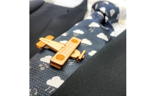 雲小紋柄 ネクタイ & プロペラ機 タイピン セット プレゼント ラッピング可 おしゃれ 社会人 結婚式 贈答 新生活 生活雑貨 生活用品 FO014