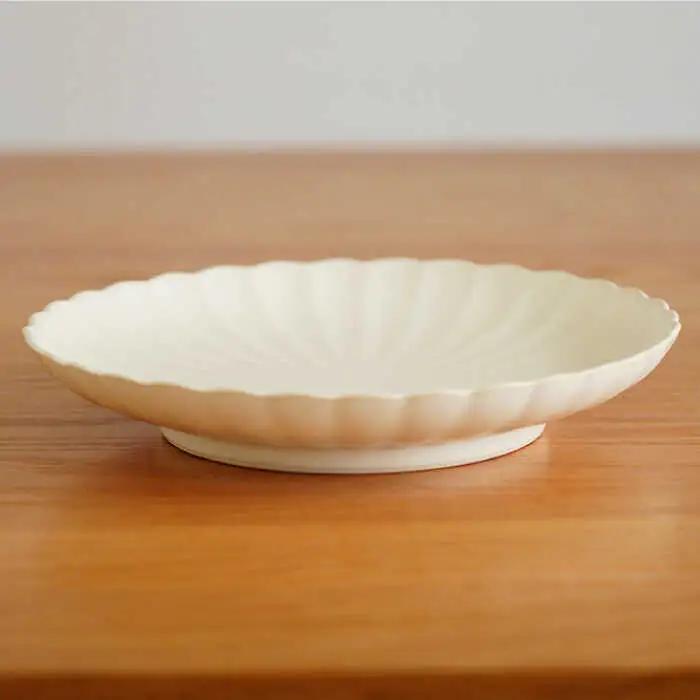 【波佐見焼】花しのぎ ペア 大皿 プレート (白鼠・薄赤) 食器 皿 【団陶器】 [PB79] 波佐見焼