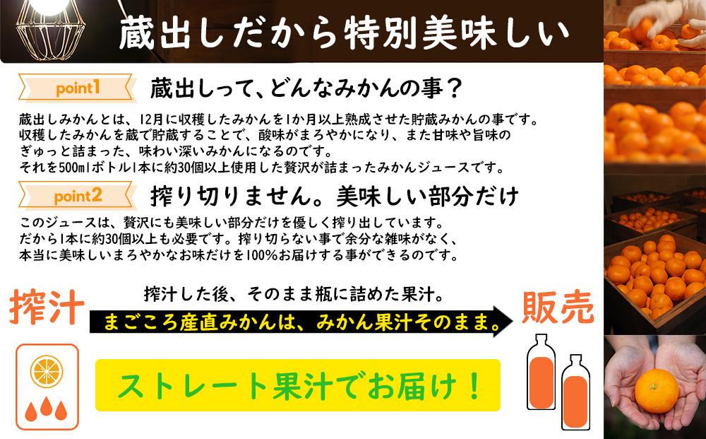 和歌山県 海南市産 下津蔵出しみかん ジュース 500ml×3本 果汁100% ストレート果汁 農園直送 まごころ産直みかん 【北海道・沖縄県・一部離島 配送不可】 贈答 手土産