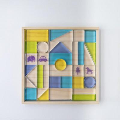 ふるさと納税 河内長野市 おもちゃを閉じ込めたアクリル積み木 36ピース ブルー HIKARINOTOY