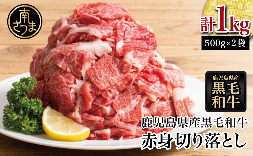 
            【鹿児島県産】黒毛和牛 赤身 切り落とし 計1kg (500g×2） 切落し 牛丼 すき焼き 肉じゃが 炒め物 小分け 冷凍 スターゼン 南さつま市
          