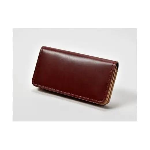 本革 手縫いウォレット日本製 レザー 革製品 高級 Bliss ピット鞣し WH-15 レッドブラウン