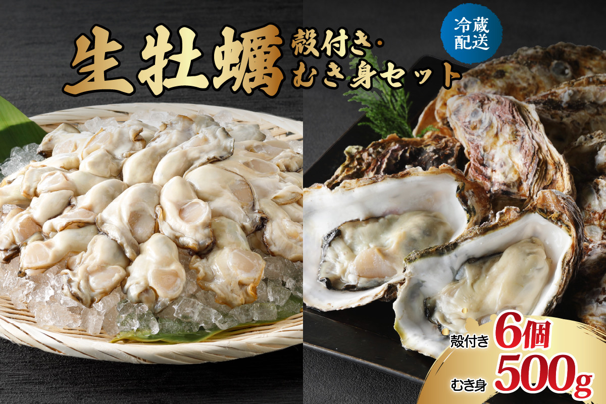 
            【選べる配送時期】ナバラ水産 生牡蠣  殻付き【6個】むき身【500g】セット
          