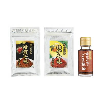 ふるさと納税 栃木市 焙煎七味 ゆず七味 焙煎七味のごま辣油   えび屋ギフトセットB |  | 01