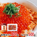 【ふるさと納税】北海道 鮭いくら いくら醤油漬け 500g 紅鮭ほぐし 800g 鹿部町 小分け 親子 二色丼 鮭フレーク ほぐし 醤油漬け 醤油いくら 鮭いくら 魚卵 魚介類 ご飯のお供 送料無料