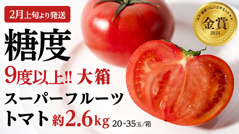 《 2027年 収穫分 》4～5月配送 スーパーフルーツトマト 大箱 約2.6kg × 1箱 (20～35玉/1箱) 糖度9度以上 先行予約 茨城県 桜川市 KEK 国産 トマト フルーツトマト ブラ