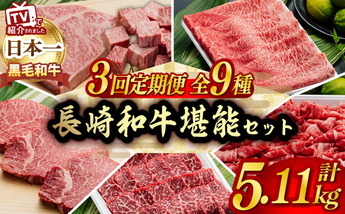 NA50 【総計5.1kg 長崎和牛を食べつくし！！】長崎和牛3回お届け便【肉のあいかわ】-1