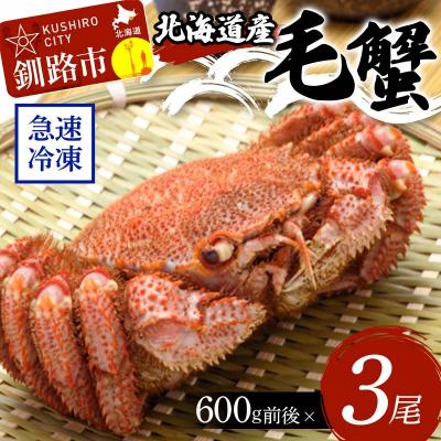 ふるさと納税 釧路市 北海道産毛蟹600g前後×3尾  カニ 毛ガニ 毛蟹   F4F-3243