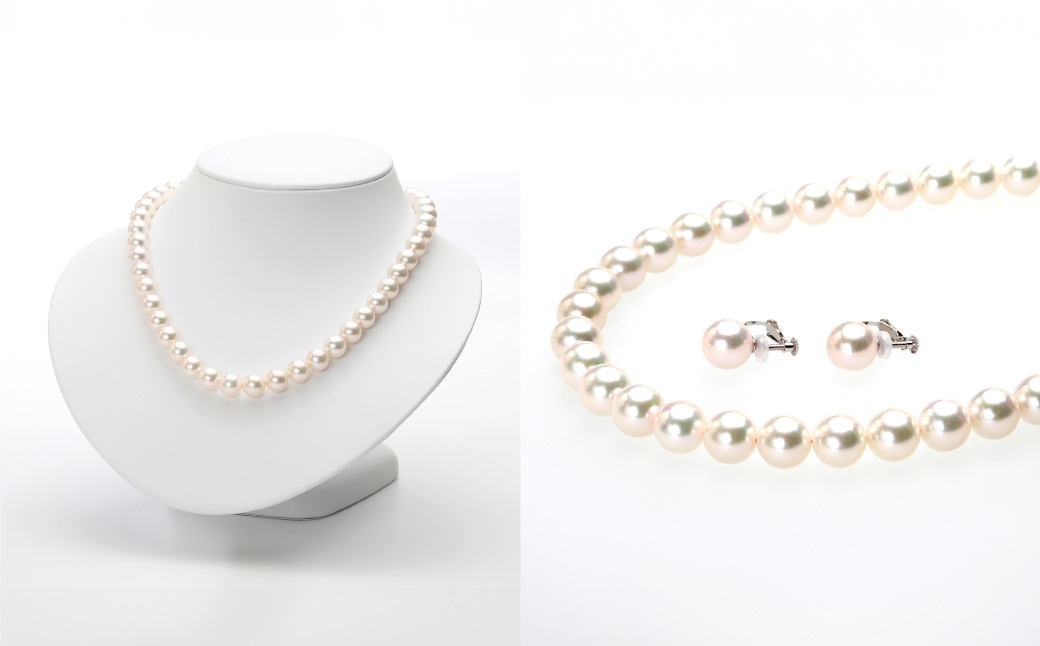 あこや真珠 (9－9.5mm珠) ネックレス & イヤリング セット