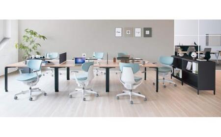 Mil5_コクヨチェアー　イング(ネイビー・本体白)／ラテラル・ホワイト／フローリング用（Vキャスター）　／在宅ワーク・テレワークにお勧めの椅子