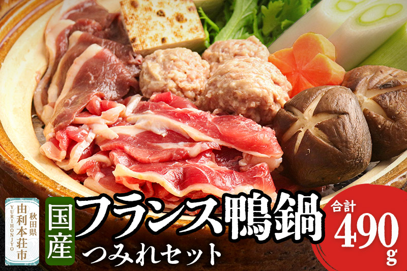 国産 フランス鴨 鍋つみれセット 合計490g（フランス鴨ロース肉・モモ肉ミックス240g 鴨つみれ250g スープ200ml×2 )