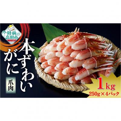 ふるさと納税 陸前高田市 ボイル本ずわいがに 爪肉 1kg (250g×4パック) カニ 蟹 冷凍 小分け