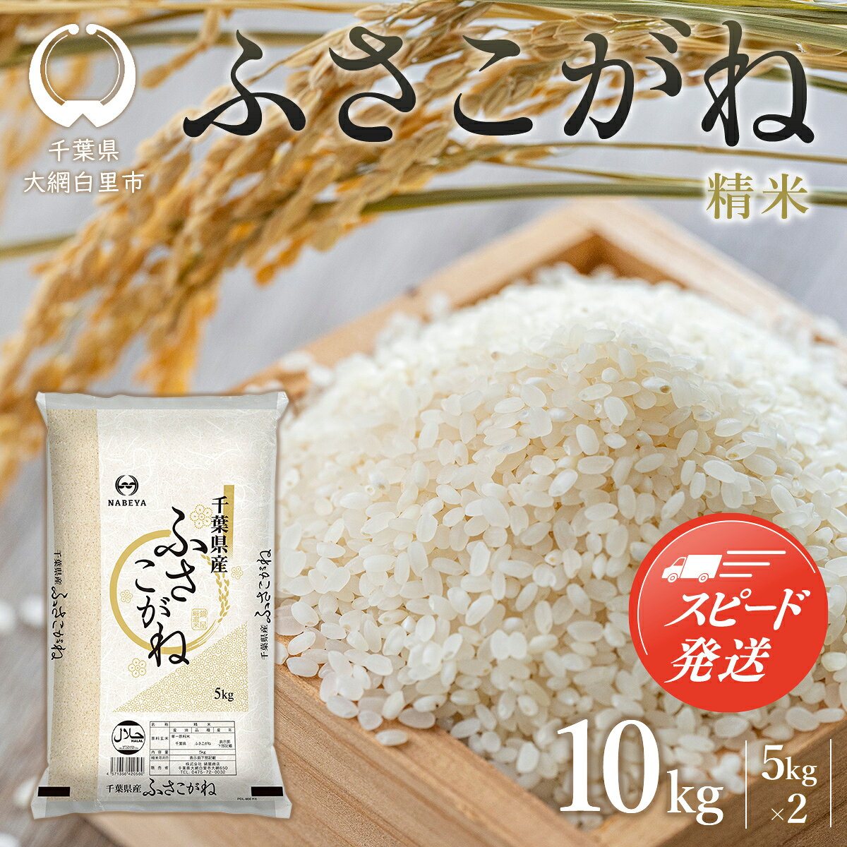 【ふるさと納税】【最短2～7営業日出荷】【令和7年産】千葉県産　ふさこがね10kg (精米5kg×2袋) 【 ふるさと納税 人気 おすすめ ランキング 米 お米 米 こめ コメ 白米 千葉県 大網白里市 送料無料 】 E028
