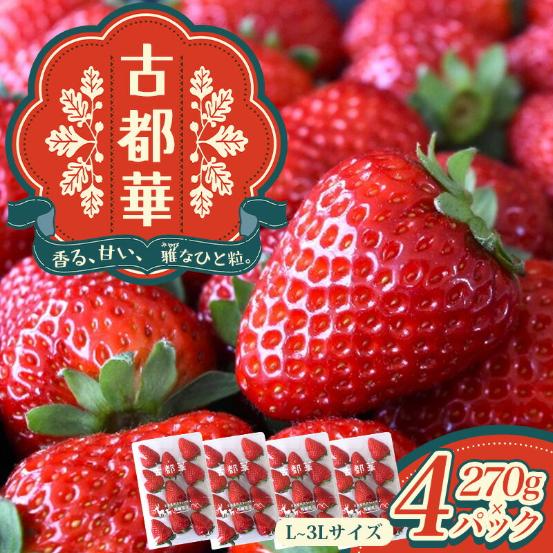 【ふるさと納税】古都華 L〜3Lサイズ 270g×4パック ／ 西田農園 ブランド いちご 苺 ことか フルーツ 果物 奈良県 葛城市